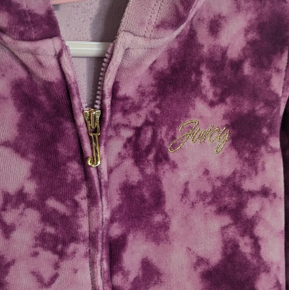 Juicy Couture Kids Magenta Tie Dye Velour Zip up Sweatshirt sz 7 - Picture 2 of 5